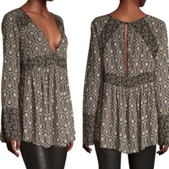 Free People XS Multi-colored Long Sleeve Blouse - Picture 2 of 7